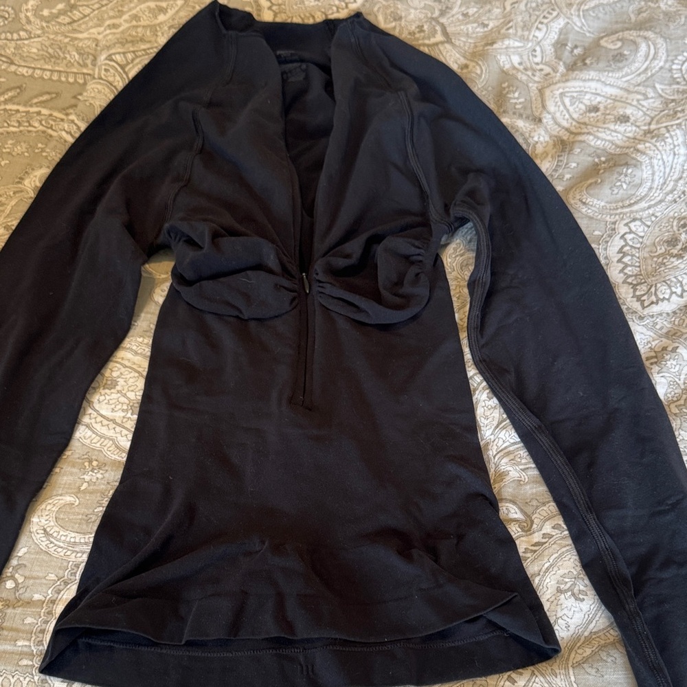SKIMS Black Long Sleeve 3/4 zip up Top - Picture 3 of 5